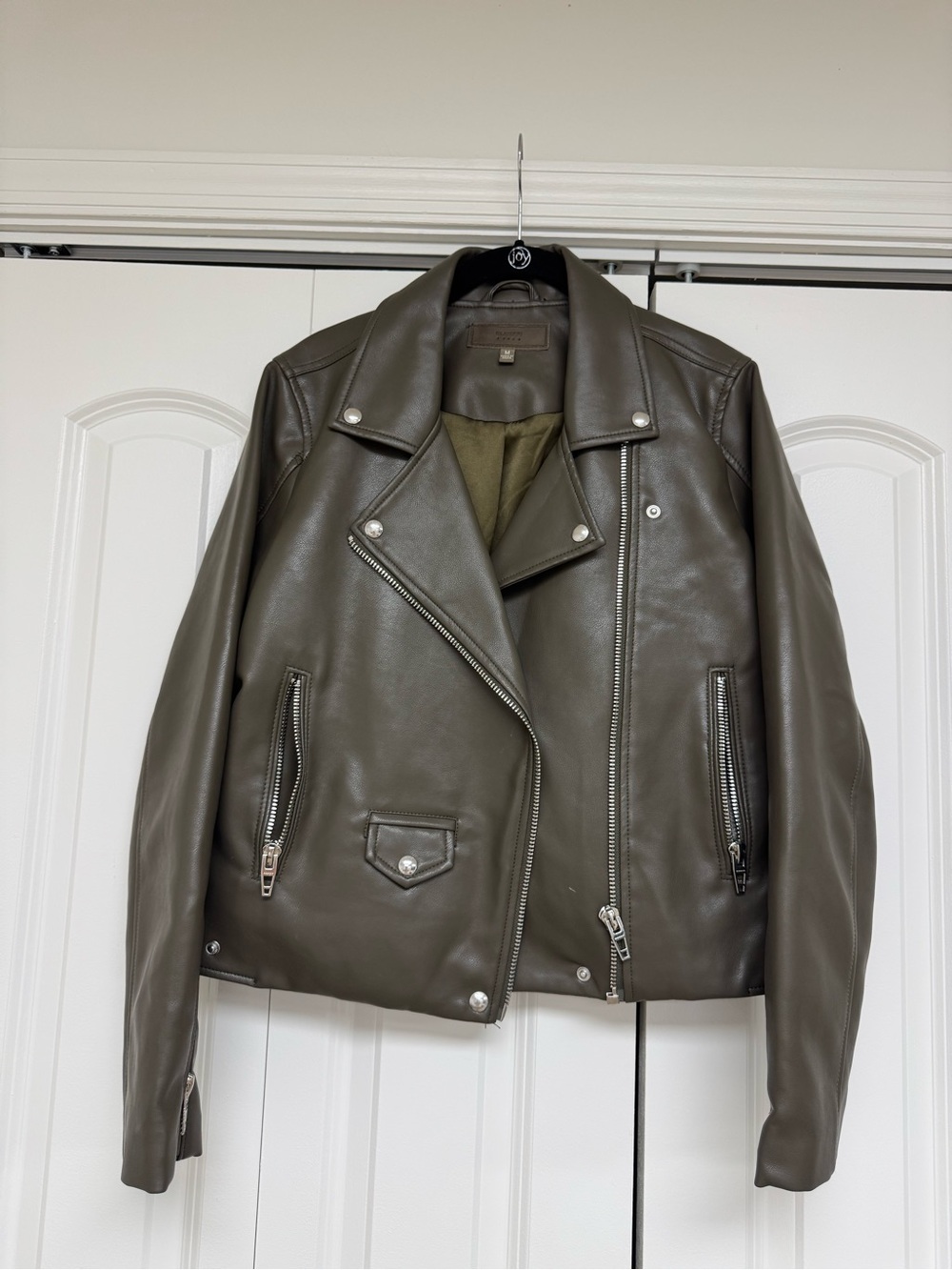 Blank NYC Olive Green Leather Moto Jacket